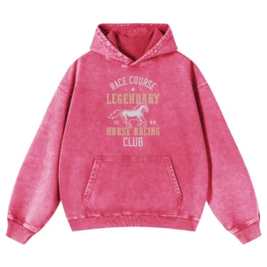 Race Course Legendary Horse Racing Club Washed Pullover Hoodie Gift For Friends