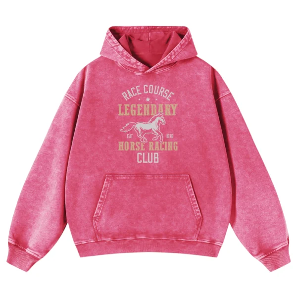 Race Course Legendary Horse Racing Club Washed Pullover Hoodie Gift For Friends