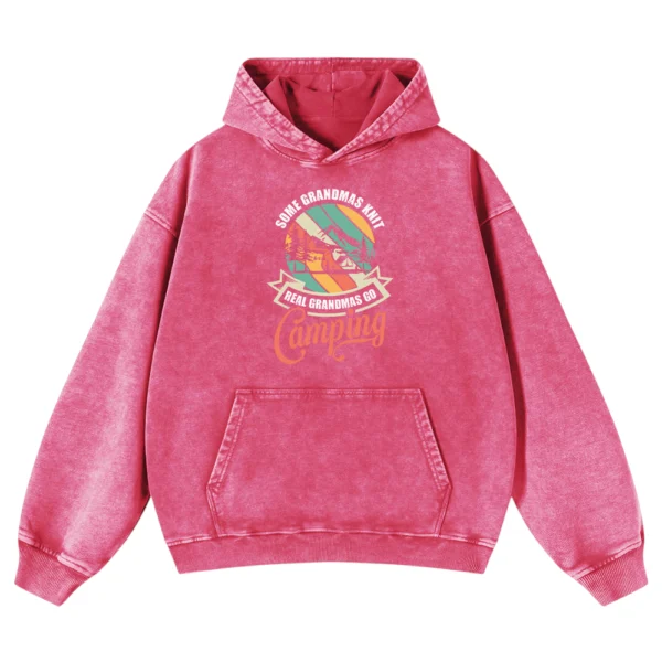 Some Grandmas Knit Real Grandmas Go Camping Washed Pullover Hoodie Gift For Friends