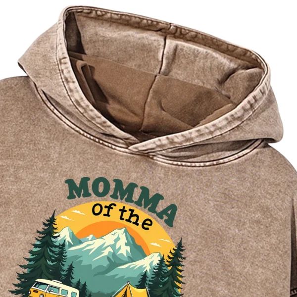 Momma Of The Happy Camper Washed Pullover Hoodie Gift For Friends