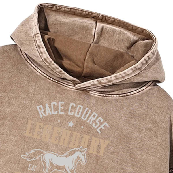 Race Course Legendary Horse Racing Club Washed Pullover Hoodie Gift For Friends