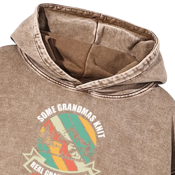 Some Grandmas Knit Real Grandmas Go Camping Washed Pullover Hoodie Gift For Friends