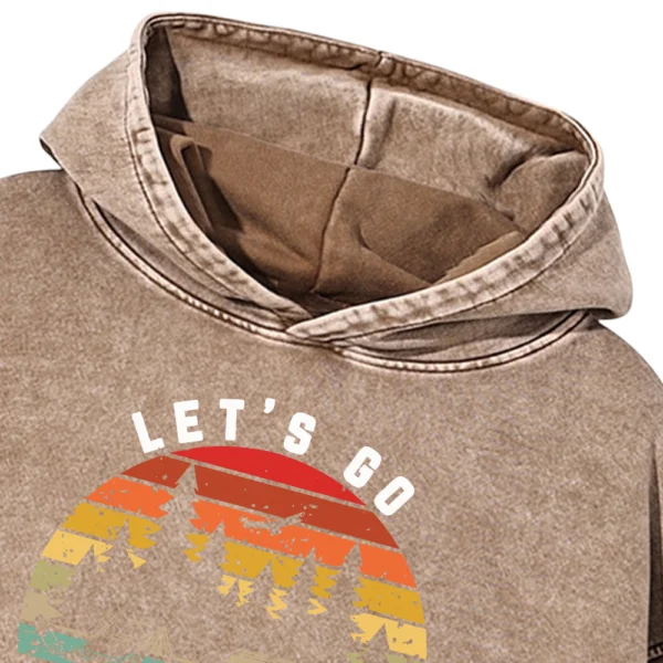 Let's Go Camping Washed Pullover Hoodie Gift For Friends