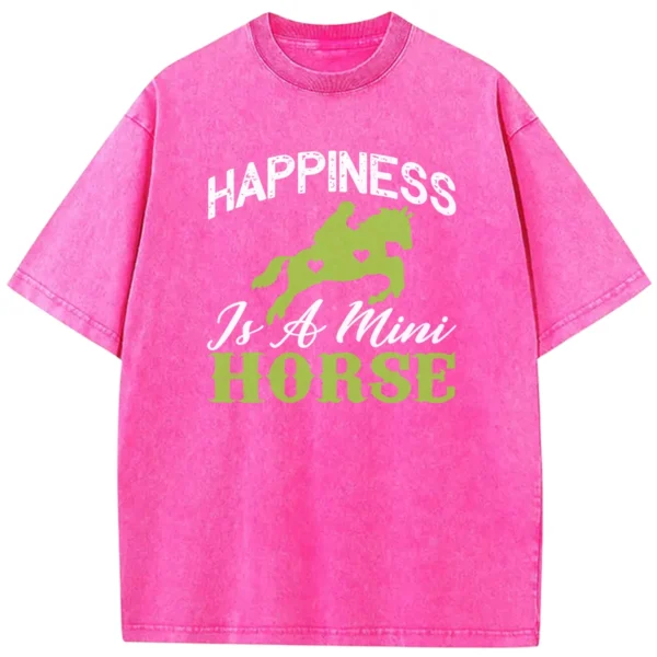 Happiness Is A Mini Horse Washed Tshirts Gift For Friends