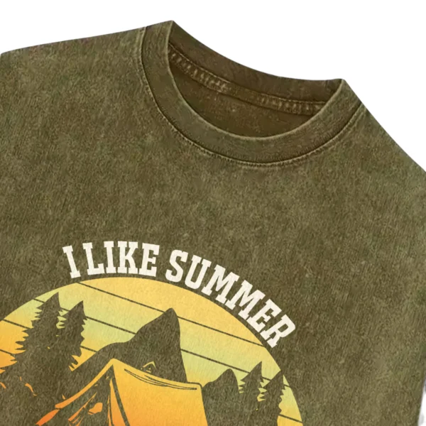 I Like Summer And Camping Washed Tshirts Gift For Friends
