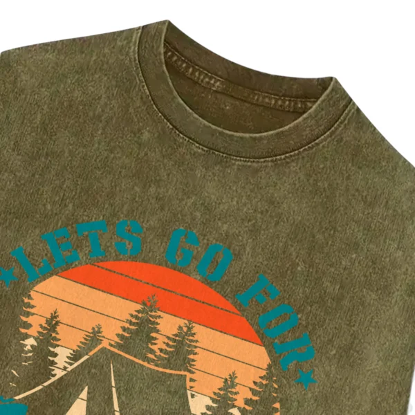 Lets Go For Camping Washed Tshirts Gift For Friends