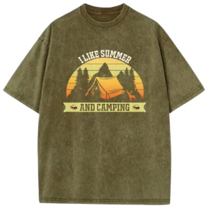 I Like Summer And Camping Washed Tshirts Gift For Friends