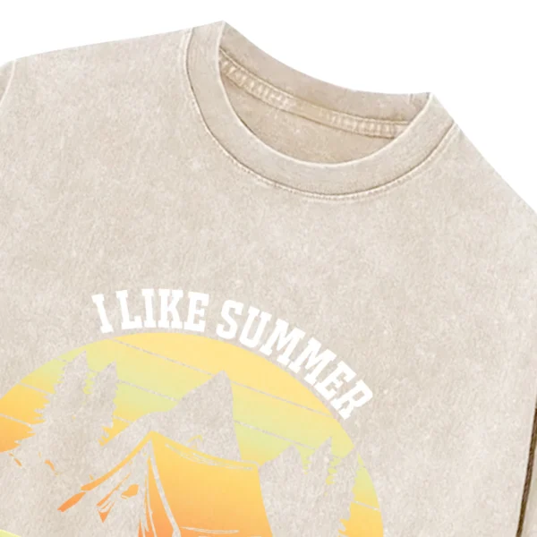 I Like Summer And Camping Washed Tshirts Gift For Friends