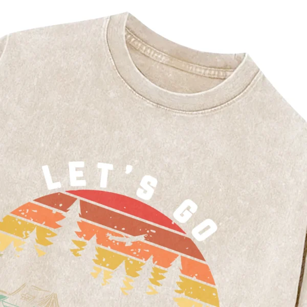 Let's Go Camping Washed Tshirts Gift For Friends