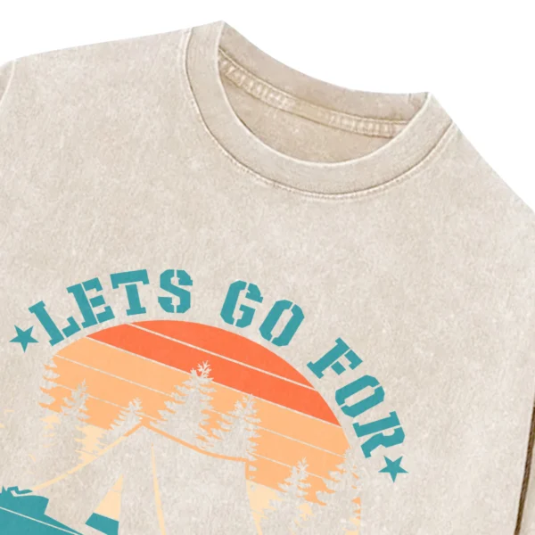Lets Go For Camping Washed Tshirts Gift For Friends