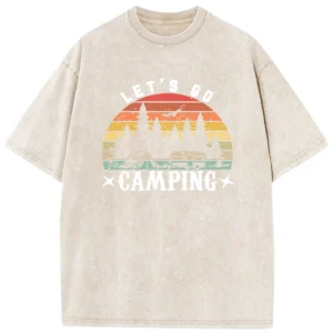 Let's Go Camping Washed Tshirts Gift For Friends