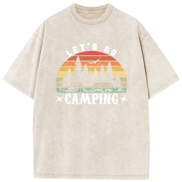 Let's Go Camping Washed Tshirts Gift For Friends