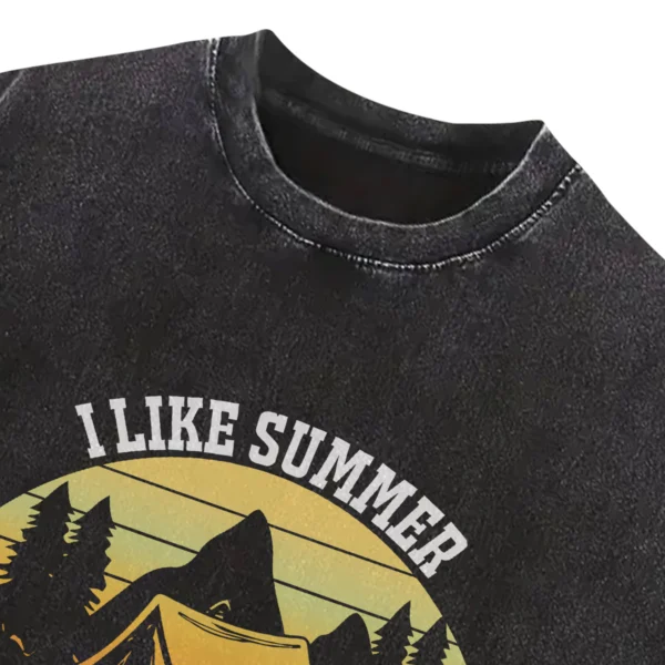I Like Summer And Camping Washed Tshirts Gift For Friends
