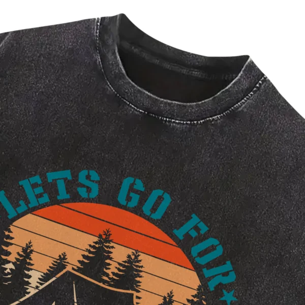 Lets Go For Camping Washed Tshirts Gift For Friends
