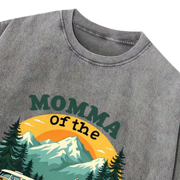 Momma Of The Happy Camper Washed Tshirts Gift For Friends