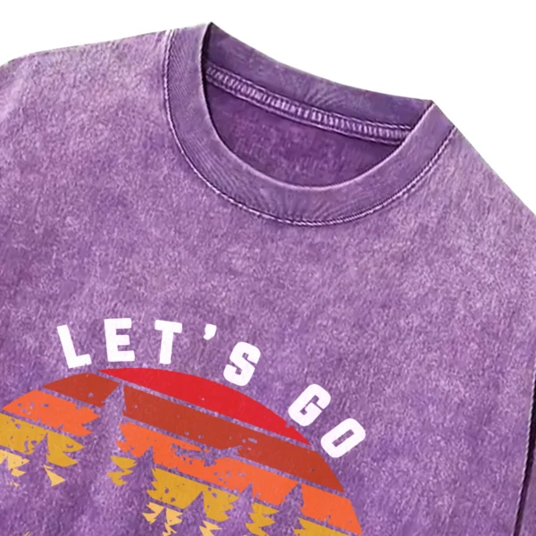 Let's Go Camping Washed Tshirts Gift For Friends