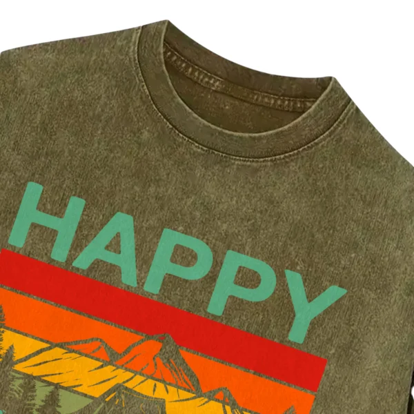 Happy Camping Washed Tshirts Gift For Friends