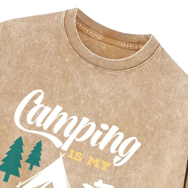 Camping Is My Happy Place Washed Tshirts Gift For Friends