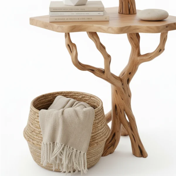 Corner Tree Floating Bookshelf - Handcrafted Driftwood & Solid Wood Shelf