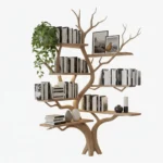 Floating Tree Bookshelf – Wall-Mounted Solid Walnut Wood Bookcase