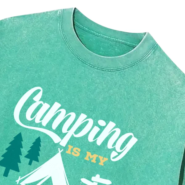 Camping Is My Happy Place Washed Tshirts Gift For Friends