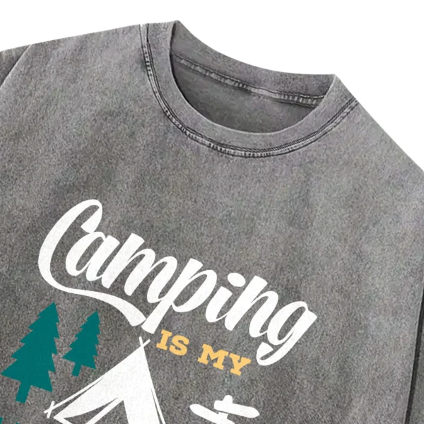Camping Is My Happy Place Washed Tshirts Gift For Friends