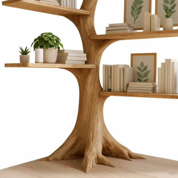 Handcrafted Corner Tree Bookshelf