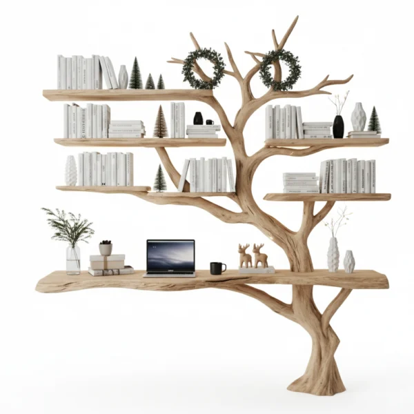 Handcrafted Tree Branch Bookshelf - Rustic Bookcase for Home Decor