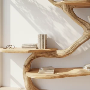 Handcrafted Tree Corner Bookcase Natural Wood2