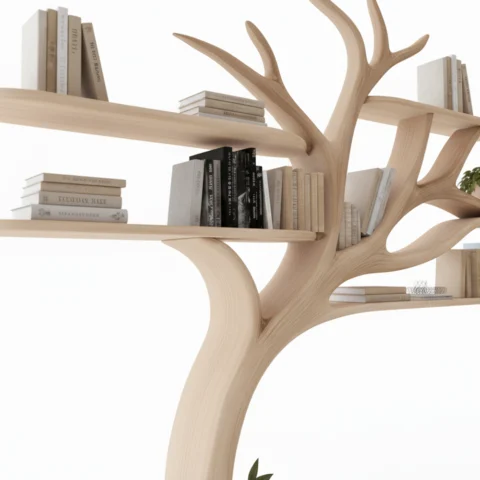 Handcrafted Tree TV Stand and Bookshelf2