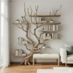Handmade Driftwood Tree Bookshelf | Floating Solid Wood Wall Art