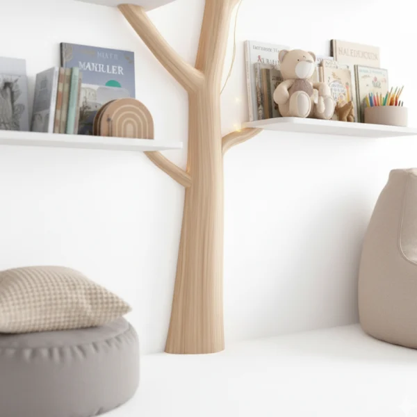 Handmade Montessori Tree Bookshelf Kids - Solid Wood Floating Shelves Bookcase Nursery