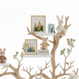 Handmade Tree Bookshelf – Natural Wood Kids Bedroom Decor2