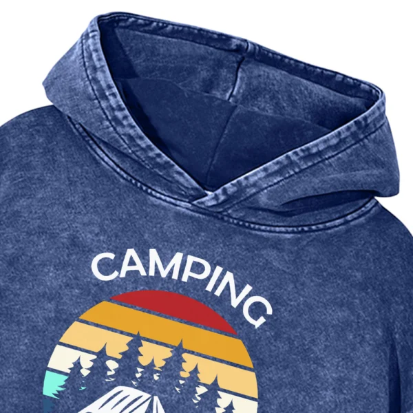 Camping Is My Happy Place Vintage Washed Pullover Hoodie Gift For Friends