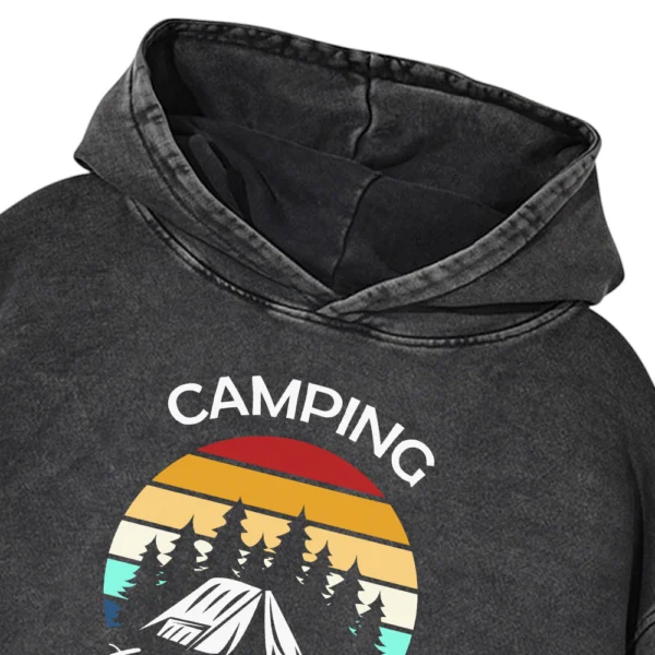 Camping Is My Happy Place Vintage Washed Pullover Hoodie Gift For Friends