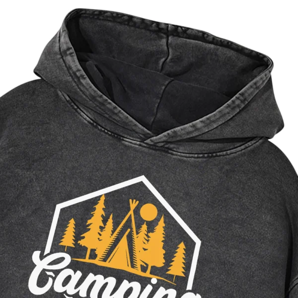 Camping Queen Washed Pullover Hoodie Gift For Friends