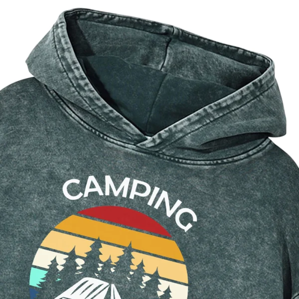 Camping Is My Happy Place Vintage Washed Pullover Hoodie Gift For Friends