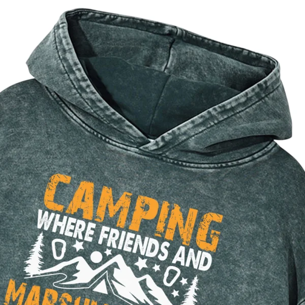 Camping Where Friends Vintage Washed Pullover Hoodie Gift For Friends