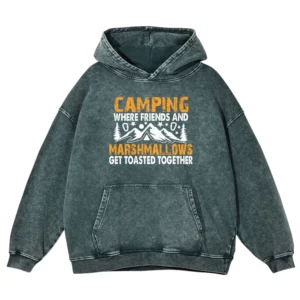 Camping Where Friends Vintage Washed Pullover Hoodie Gift For Friends