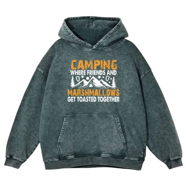 Camping Where Friends Vintage Washed Pullover Hoodie Gift For Friends