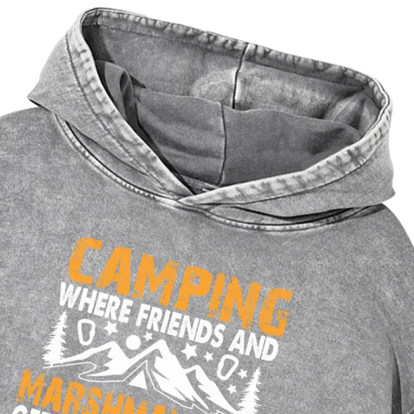 Camping Where Friends Vintage Washed Pullover Hoodie Gift For Friends