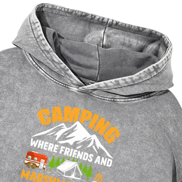 Camping Where Friends And Marshmallows Get Toasted Together Washed Pullover Hoodie Gift For Friends
