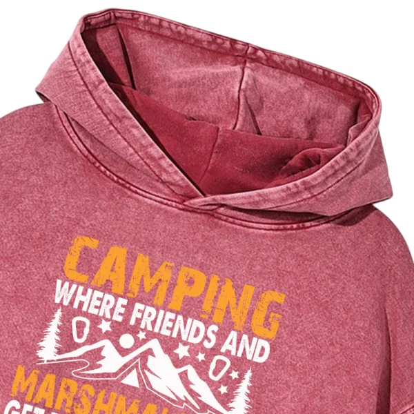 Camping Where Friends Vintage Washed Pullover Hoodie Gift For Friends