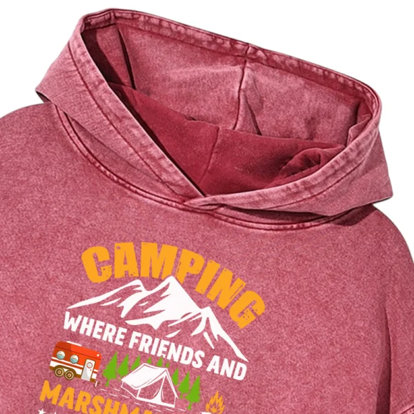 Camping Where Friends And Marshmallows Get Toasted Together Washed Pullover Hoodie Gift For Friends