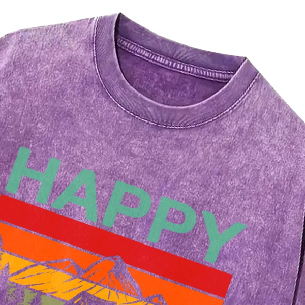 Happy Camping Washed Tshirts Gift For Friends