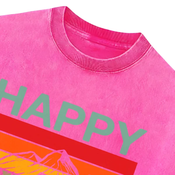 Happy Camping Washed Tshirts Gift For Friends