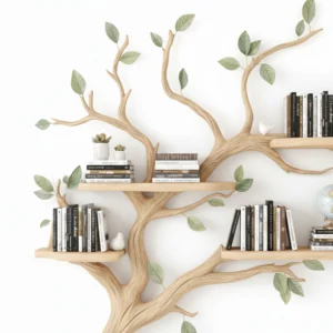 Tree Bookshelf – Handcrafted Wooden Wall Shelf with Natural Branch Design2
