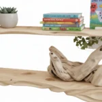 Tree Branch Bookshelf - Live Edge Floating Bookcase, Solid Wood Rustic Decor & Nature-Inspired Display