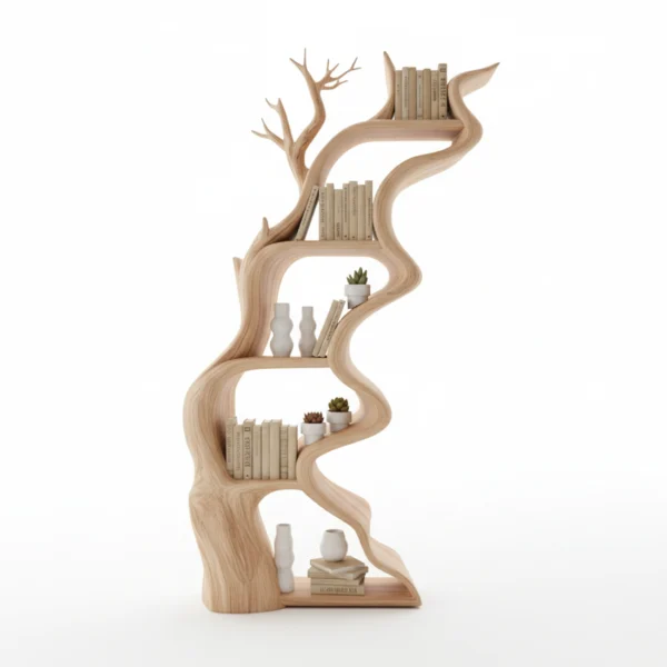Unique Natural Bookshelf Modern Tree Bookcase Home Decor