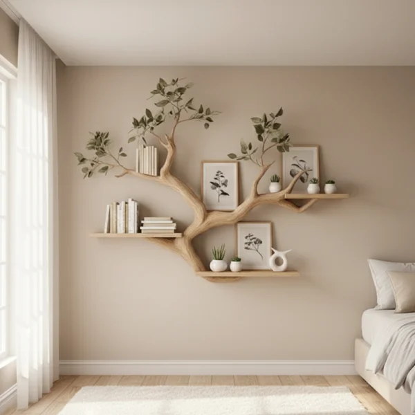 Wooden Bookcase Tree Bookshelf - Book Shelf Handmade Furniture